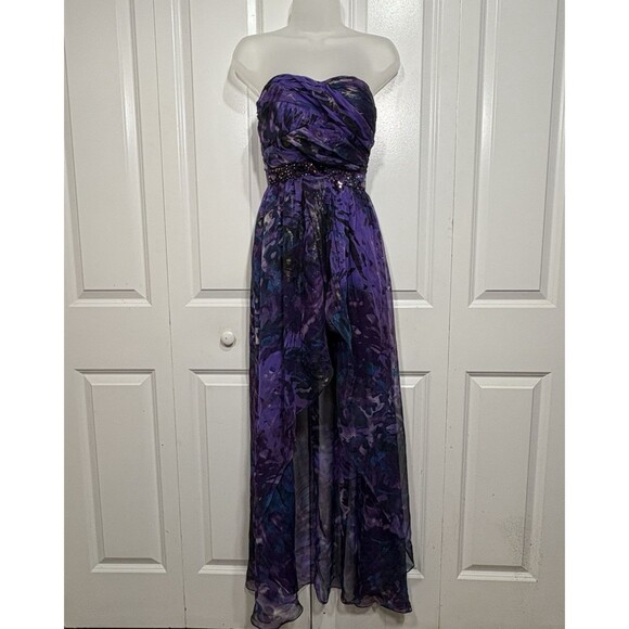 Jump Apparel Dress Womens 3/4 Strapless Purple Gown Prom Formal Beaded Y2K - Picture 1 of 11